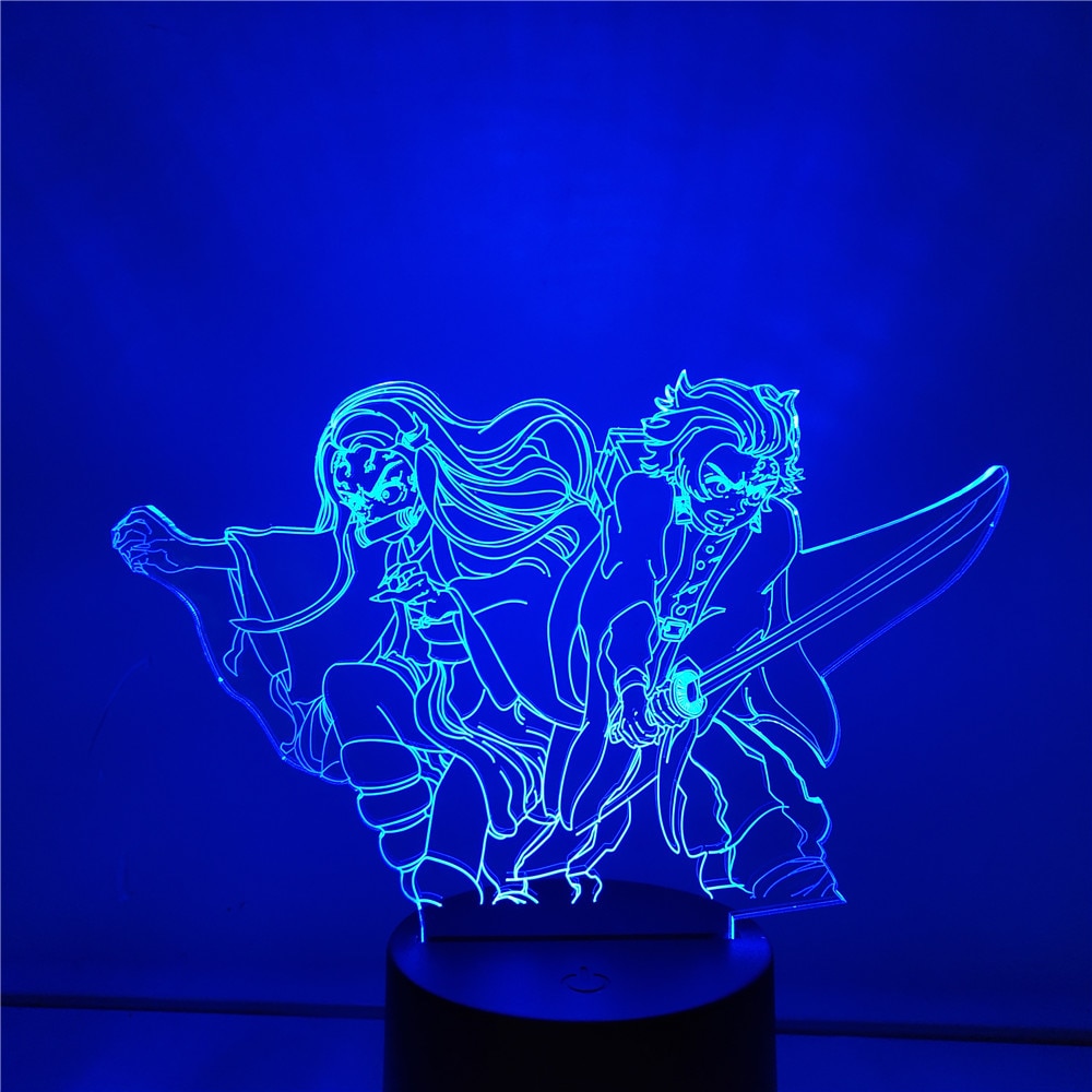 Demon Slayer 3D LED Night Light Kamado Tanjirou Nezuko Lampara Desk Table Lamps Kimetsu No Yaiba Anime Home Decoration Lighting