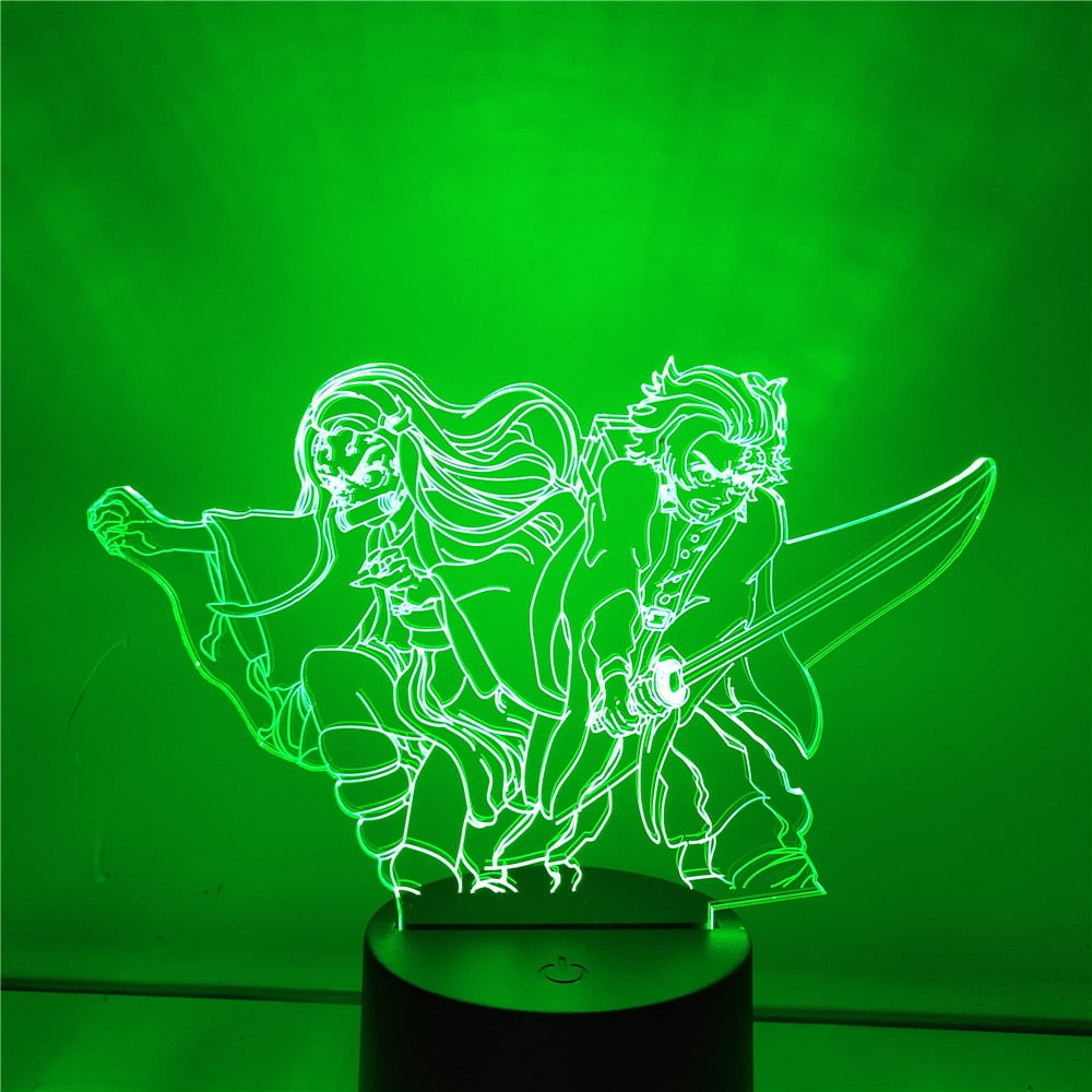 Demon Slayer 3D LED Night Light Kamado Tanjirou Nezuko Lampara Desk Table Lamps Kimetsu No Yaiba Anime Home Decoration Lighting