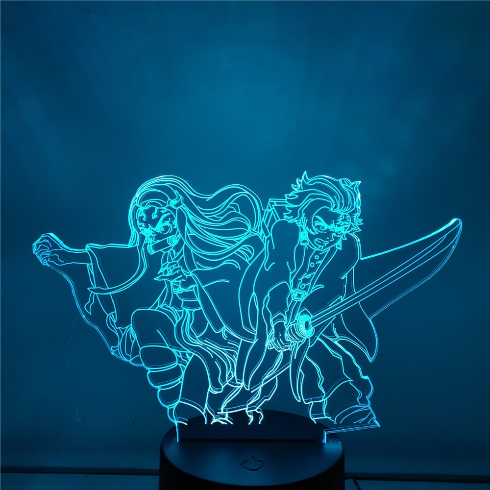 Demon Slayer 3D LED Night Light Kamado Tanjirou Nezuko Lampara Desk Table Lamps Kimetsu No Yaiba Anime Home Decoration Lighting