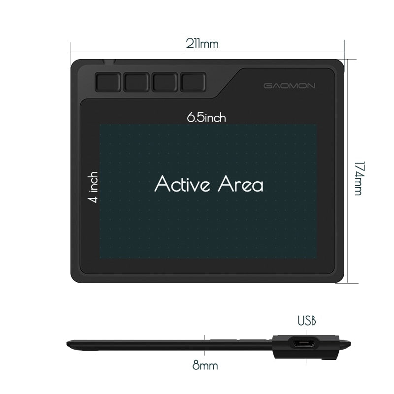GAOMON S620 6.5 x 4" Digital Graphic Tablet for Drawing Painting&amp;Game OSU, 8192 Level Pen Tablet Support Android/Windows/Mac OS