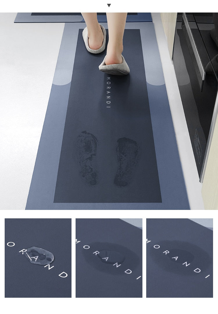 Super Absorbent Kitchen Mat Non-slip Kitchen Rug Quick Drying Bathroom Floor Mat Entrance Doormat Rubber Bottom Rug Toilet Mats
