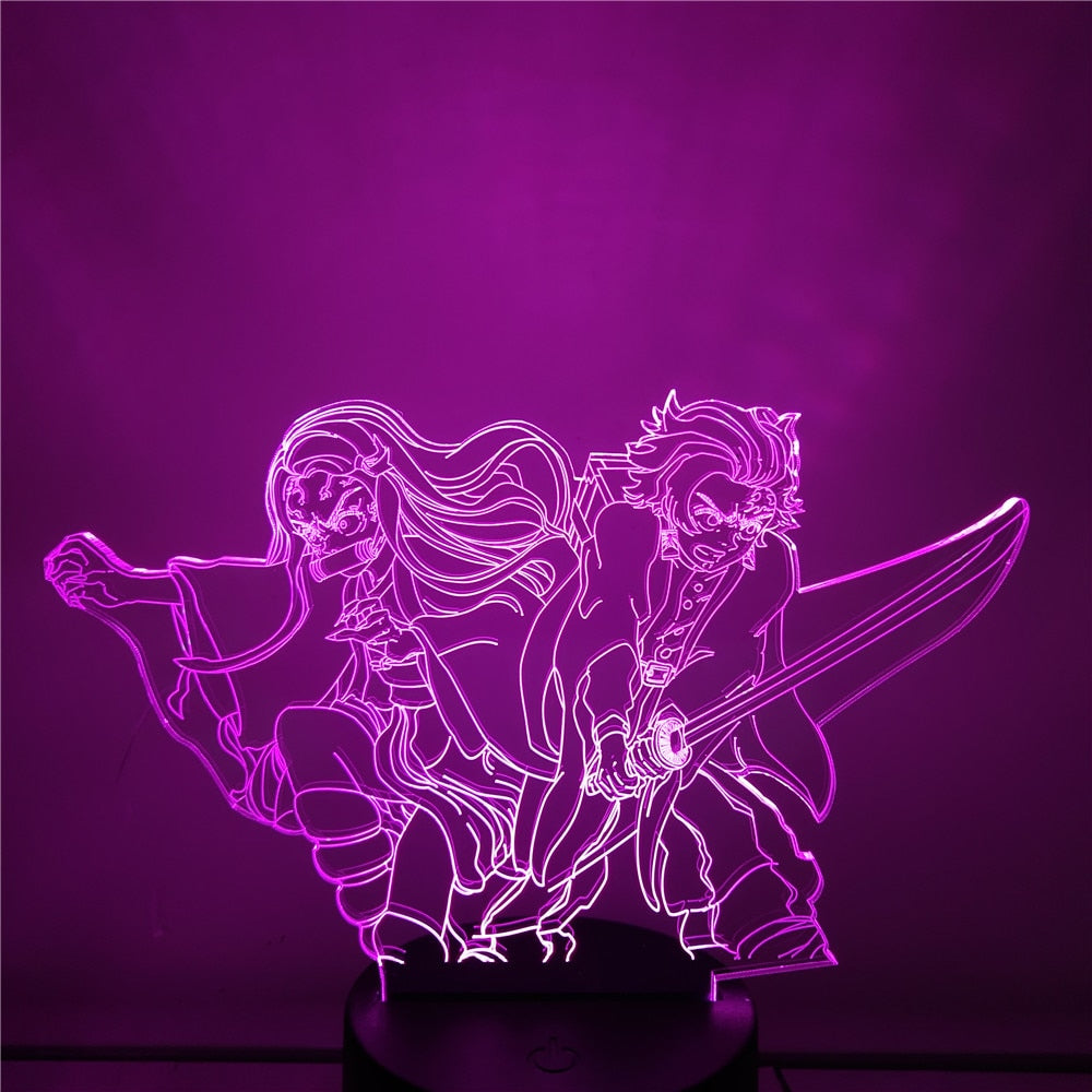 Demon Slayer 3D LED Night Light Kamado Tanjirou Nezuko Lampara Desk Table Lamps Kimetsu No Yaiba Anime Home Decoration Lighting