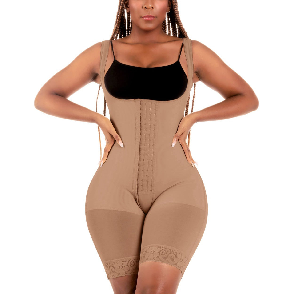 Fajas Colombianas Bum Lift Tummy Control Shapewear Mid Thigh  Open Bust Skims Bodysuit For Daily Or Postpartum Use