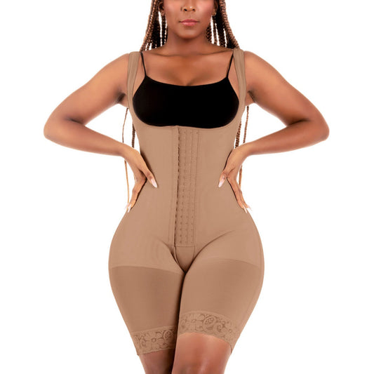 Fajas Colombianas Bum Lift Tummy Control Shapewear Mid Thigh  Open Bust Skims Bodysuit For Daily Or Postpartum Use