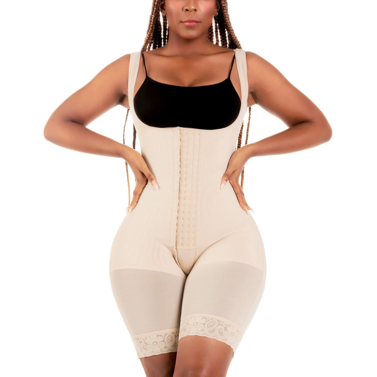 Fajas Colombianas Bum Lift Tummy Control Shapewear Mid Thigh  Open Bust Skims Bodysuit For Daily Or Postpartum Use