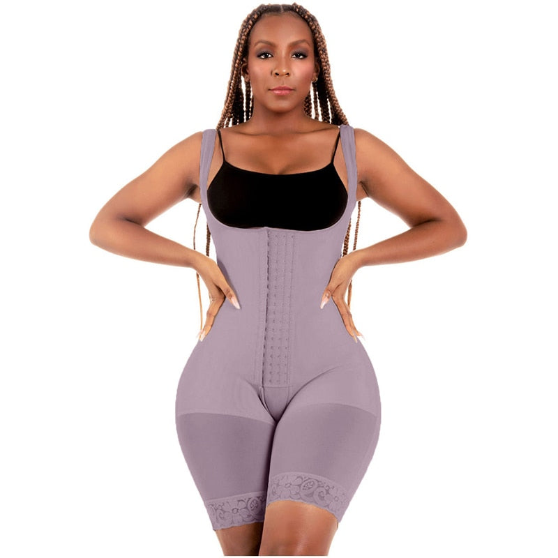 Fajas Colombianas Bum Lift Tummy Control Shapewear Mid Thigh  Open Bust Skims Bodysuit For Daily Or Postpartum Use
